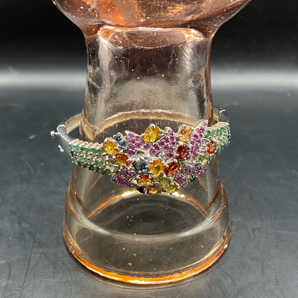 Genuine Multi-Gemstone Bangle Bracelet - image 8